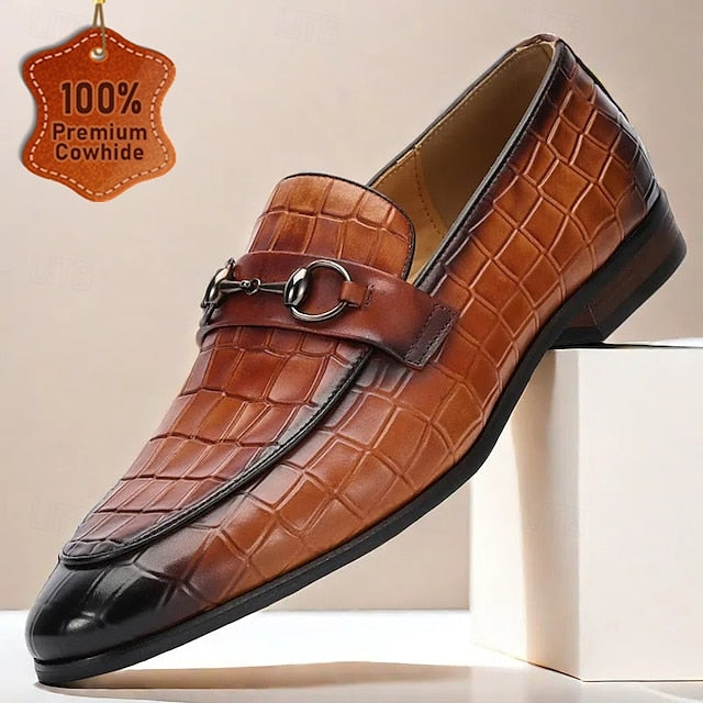 - Men's Crocodile Loafers Pattern Leather Cowhide Premium