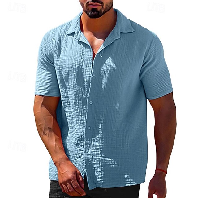 Beach Shirt Men's Casual Summer T Button