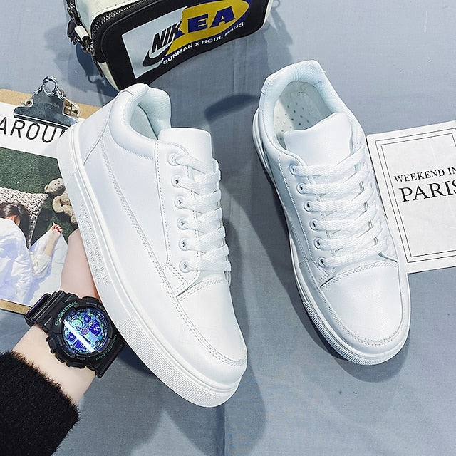 Closure and with Men's Casual Lace-up White Sneakers
