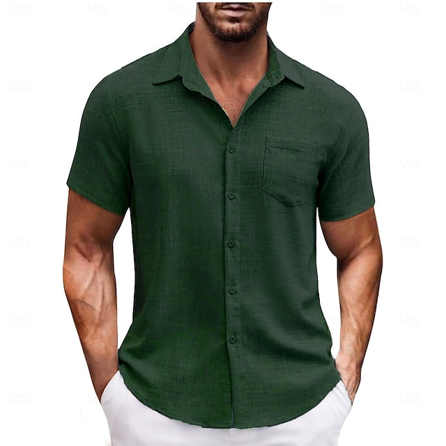 Up Beach Casual Button Summer Shirt Men's