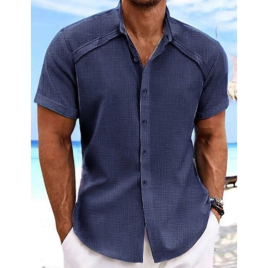 Button Shirt Casual Beach Men's Up Summer