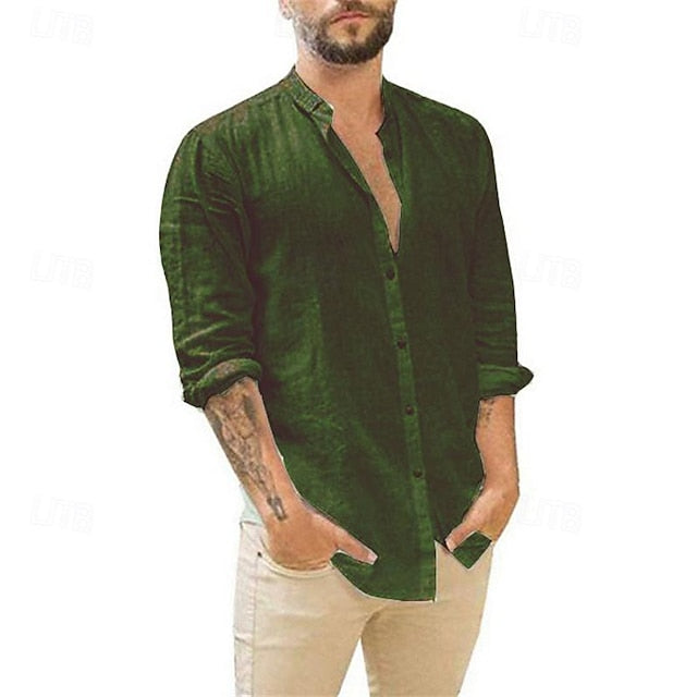 Linen Shirt Men's Beach Cotton Summer