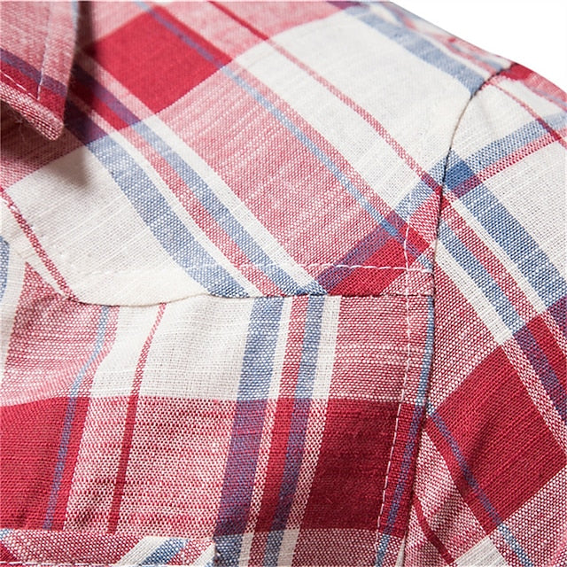 Plaid Button Men's Shirt Summer Up