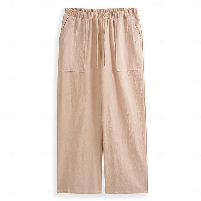Beach Trousers Men's Linen Summer Pocket Pants Pants Pants