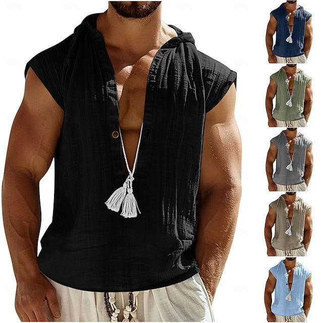 Shirt Men's Popover Summer Style Linen Viking