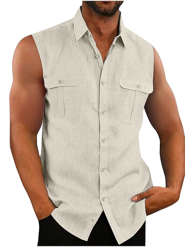 Men's Casual Summer Cotton Shirt Beach Linen