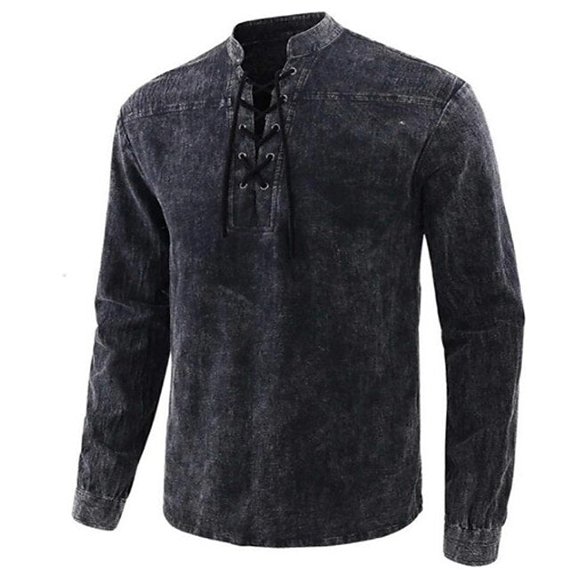 Collar Summer Band Men's Light Black Shirt