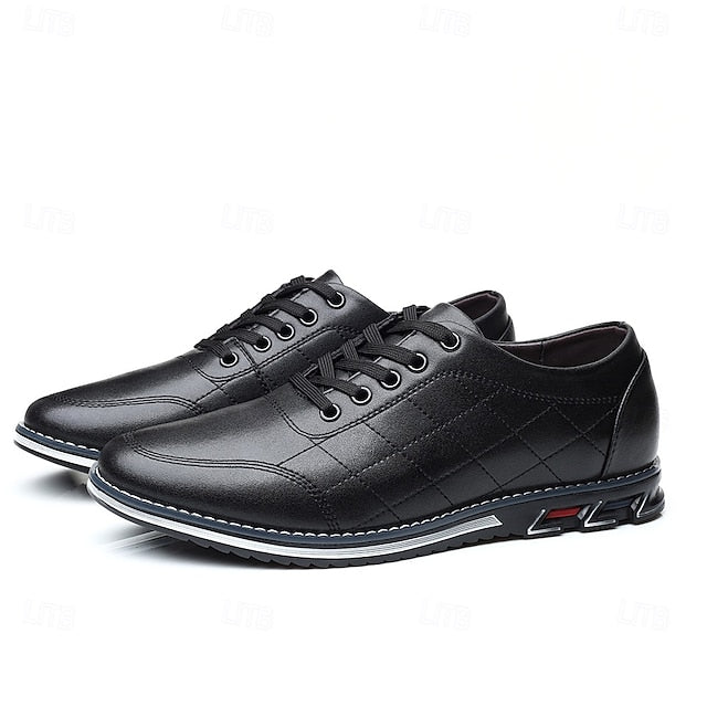 Lace-Up Sneakers Quilted Leather - Stylish Blue Men's Faux