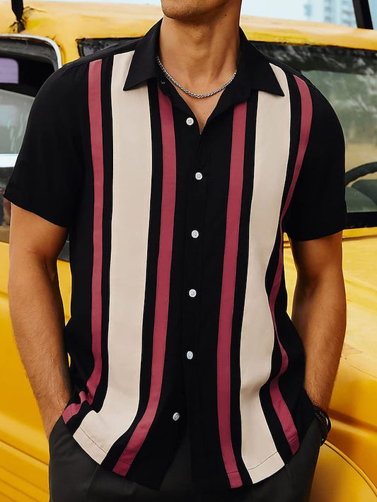 Bowling Men's Summer Button Shirt Casual