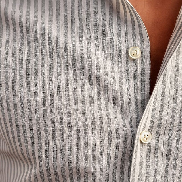 Men's Stripes Sleeve Lapel Shirt Short Beach Light Grey