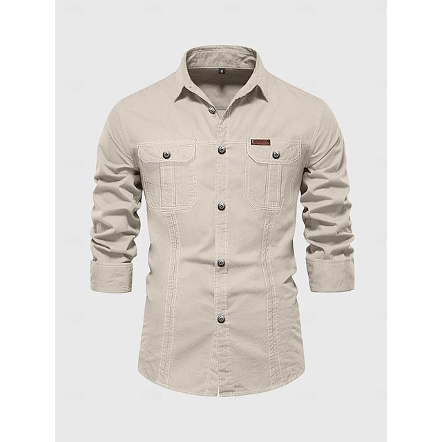 Shirt Men's Button Casual Up Work Cargo