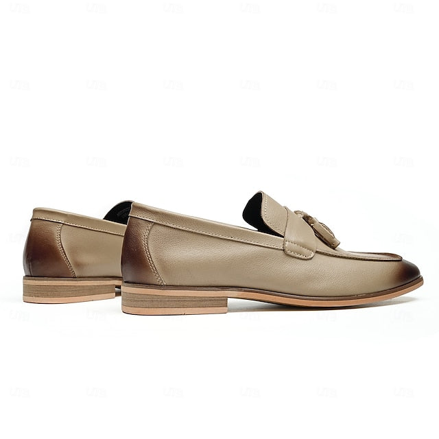 Leather Elegant Loafers Men's Tassel Genuine Slip-On -