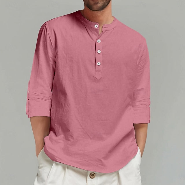 Linen Beach Men's Solid Summer Shirt