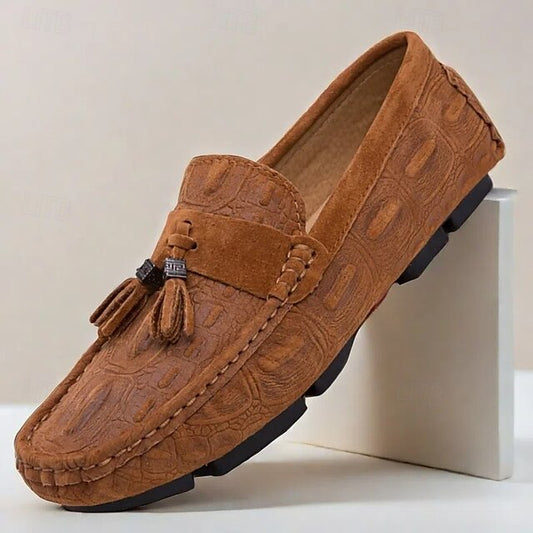 Tassel Men's and Faux with Loafers Brown Suede Detail