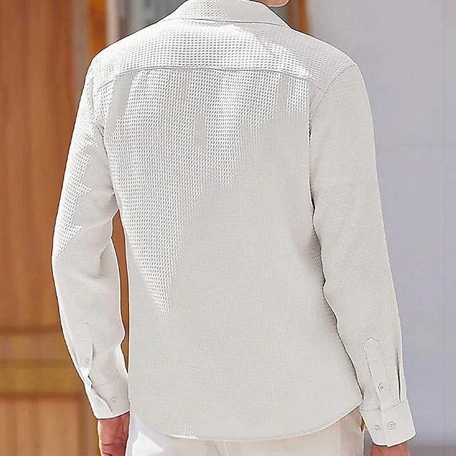Up Men's Sleeve Waffle Button Shirt Casual Long