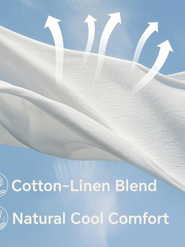 White Linen Collar Cotton Shirt Chinese Men's