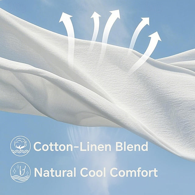 Men's White Cotton Shirt Linen