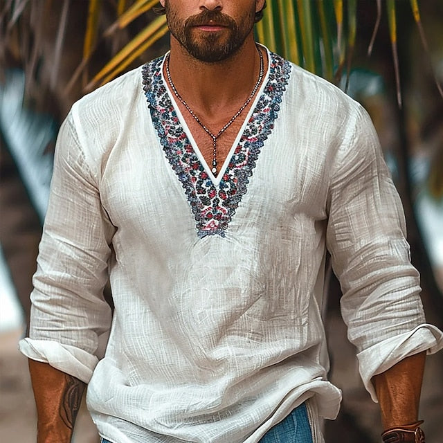 Beach Popover Summer Shirt Linen Men's