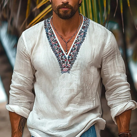 Beach Popover Summer Shirt Linen Men's