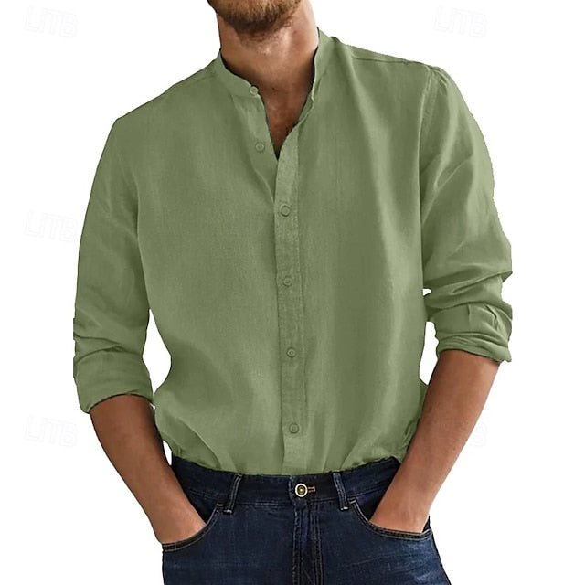 Shirt Men's Collar Beach Summer Wear Band