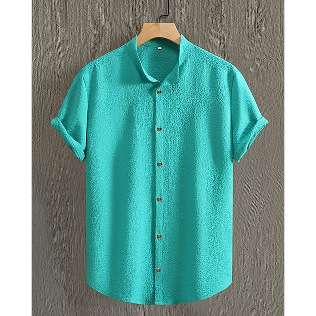 Summer Men's Up Casual Beach Button Shirt