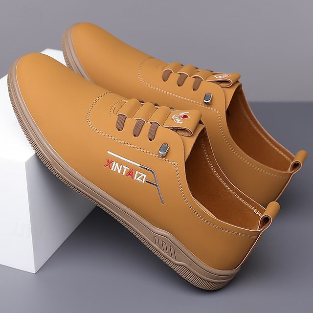 - Men's with Sneakers Shoes Comfortable Lace-Up Tan Casual