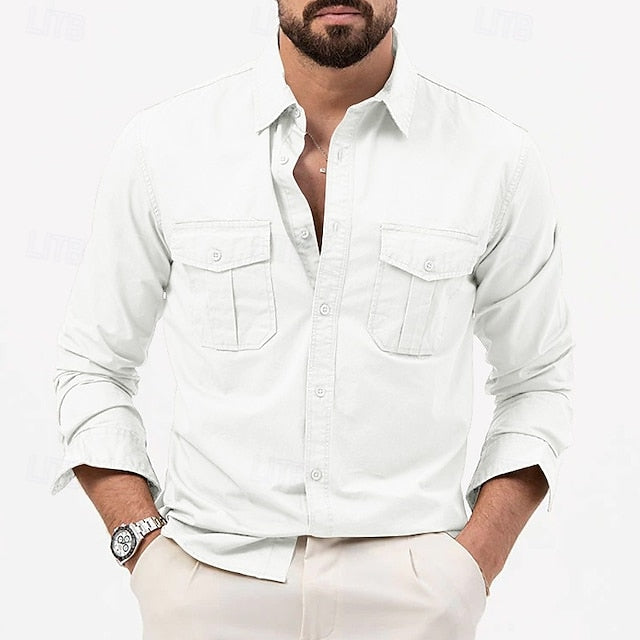 Cuban Sleeve Navy Blue Shirt Short Paisley Collar Men's