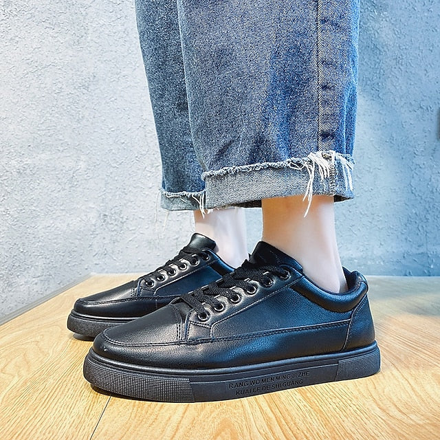 Closure and with Men's Casual Lace-up White Sneakers