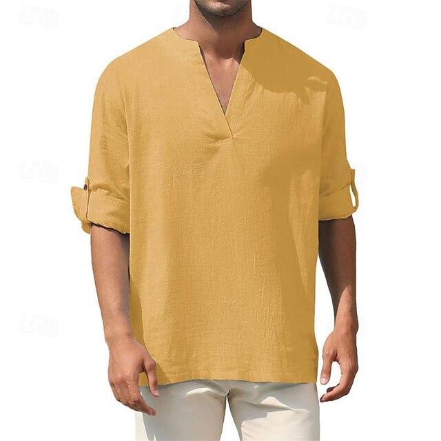 Linen Men's White Shirt Cotton Summer