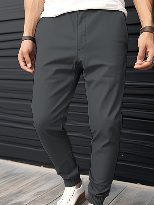 Pocket Pants Chinos Joggers Elastic Trousers Casual Men's