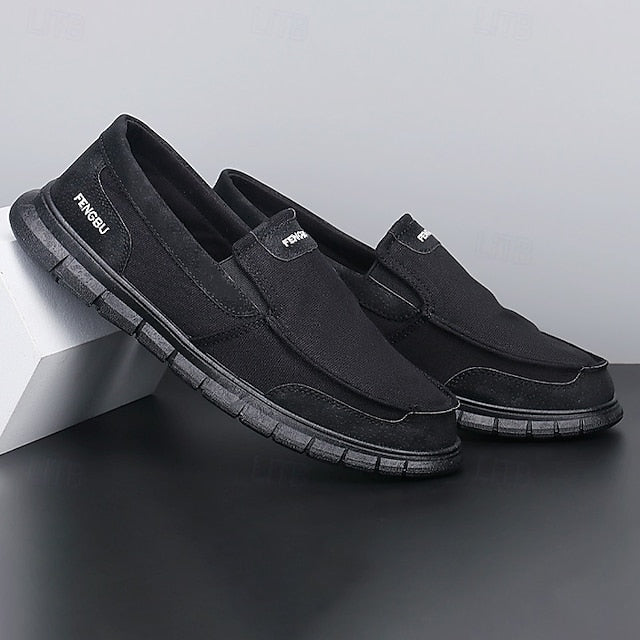 Men's Lightweight Khaki Canvas Slip-On Flexible Loafers