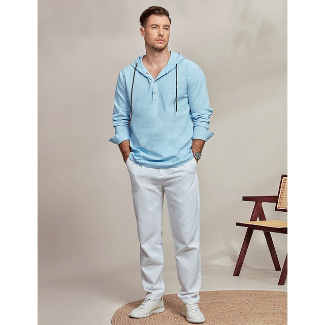 Men's Shirt Plain Wear Beach Summer Linen