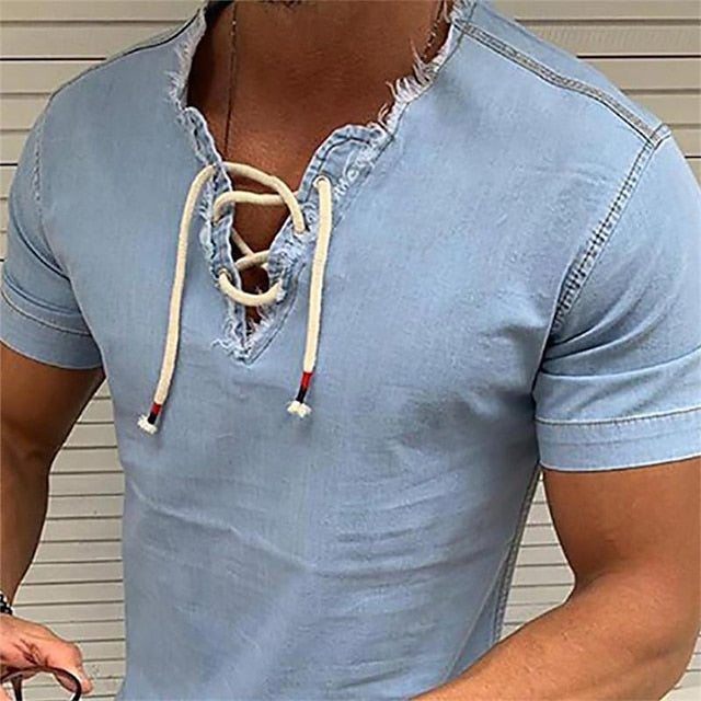 Dark Denim Chambray Shirt Men's Summer