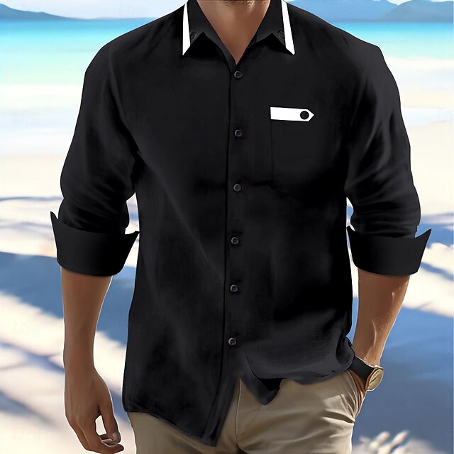 Casual Shirt Button Up Beach Summer Men's