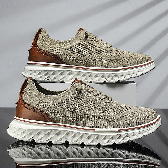 Breathable Men's Sneakers – Lightweight Knit Lace-Up