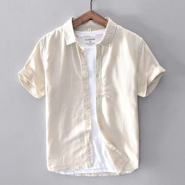 Cotton Linen Men's Casual Button Shirt Up