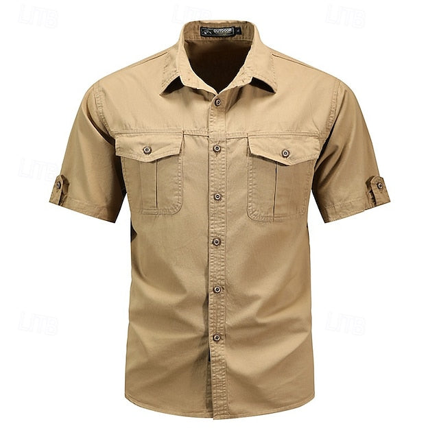 Cargo Men's Summer Button Shirt Up Casual
