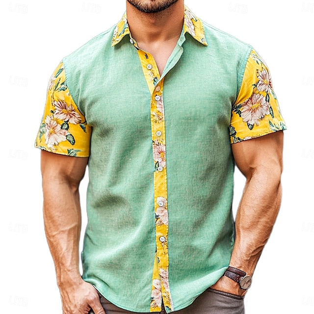 Men's Hawaiian Linen Summer Shirt Beach