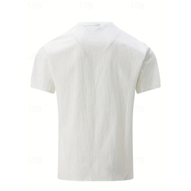 Shirt Summer Band Linen Collar Men's