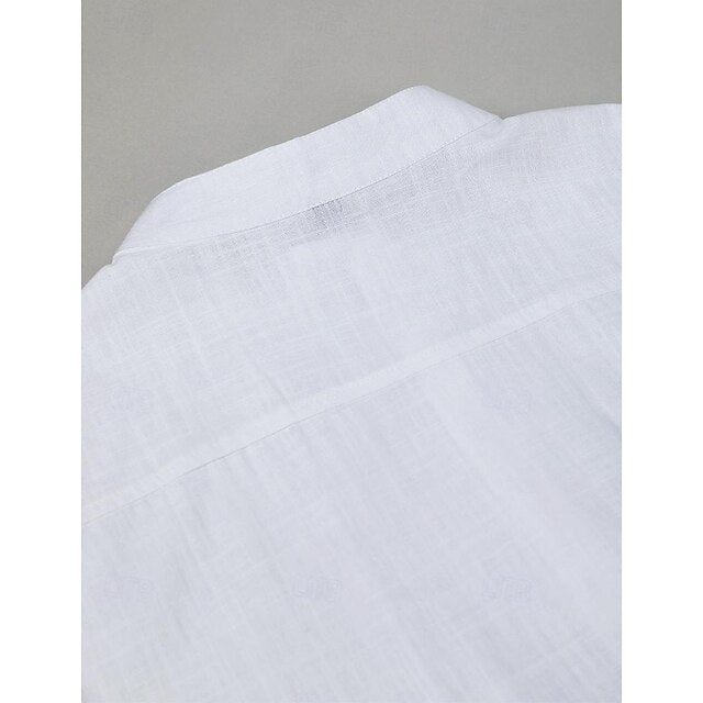Band Shirt Summer Men's Linen Collar