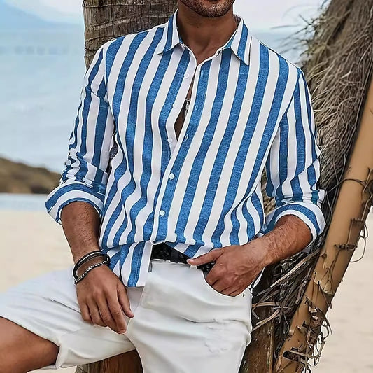 Summer Striped Button Men's Casual Shirt