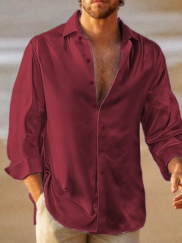 Button Casual Beach Wear Shirt Men's Up Summer