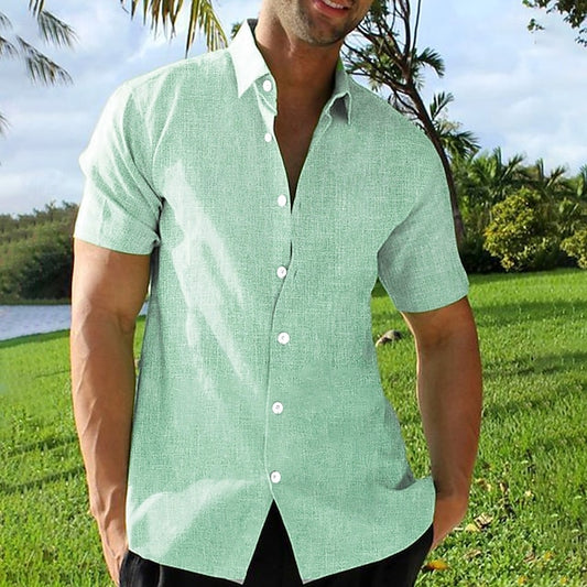 Linen Summer Up Button Shirt Hawaiian Men's