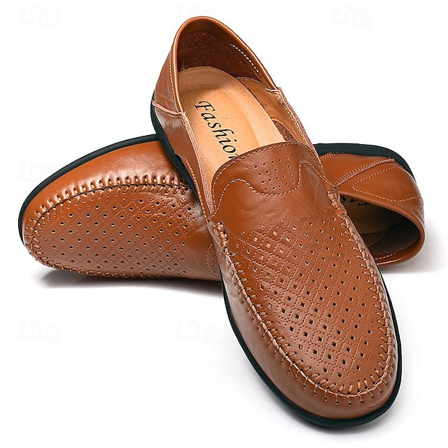 Loafers Faux - Breathable Perforated Men's Leather