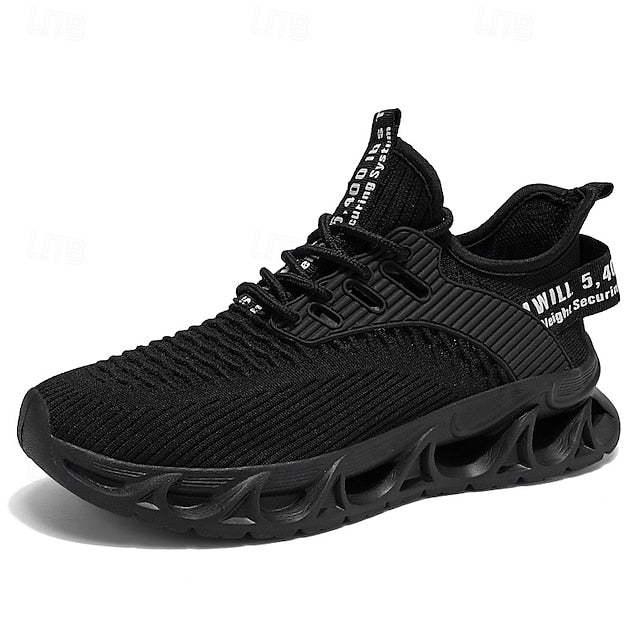 Elastic Sneakers Neon Yellow Knit Men's Sports with Upper