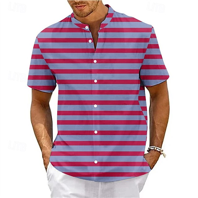 Shirt Beach Up Casual Men's Summer Button