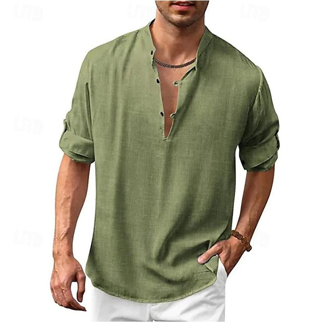 Linen Chinese Men's Shirt Collar Cotton