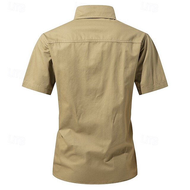 Summer Cargo Button Men's Shirt Up Casual