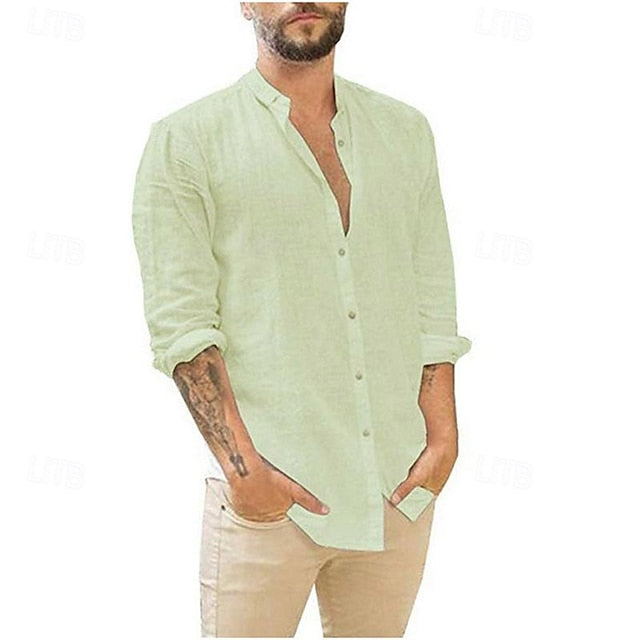 Linen Shirt Men's Beach Cotton Summer