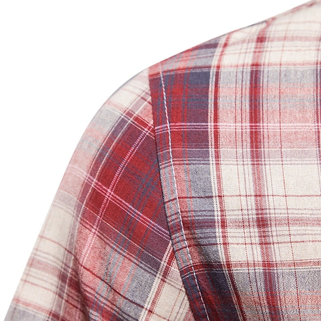 Shirt Button Summer Up Men's Plaid